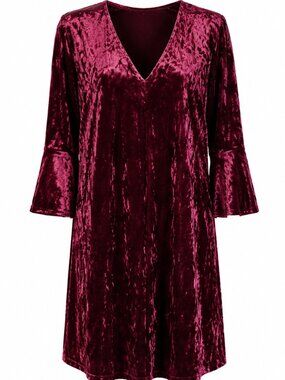 Plus Size 18 dress. ELIZA J crushed velvet, v-neck, bell sleeve w/ lining. Comfy